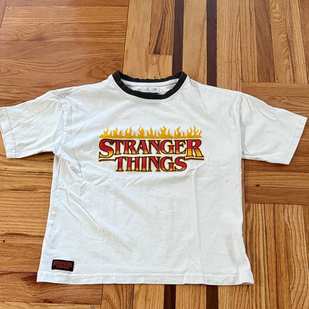 Zara Kids White Stranger Things Graphic Tee size 8
